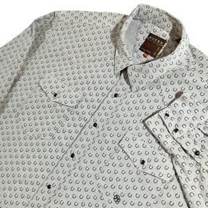 Roper Mens Western Shirt Long Sleeve Horseshoe Print Pearl Snap 2XL